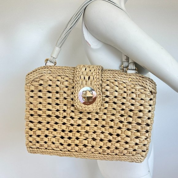 Kate Spade "Darlington Jackie" Straw Handbag - Picture 2 of 13